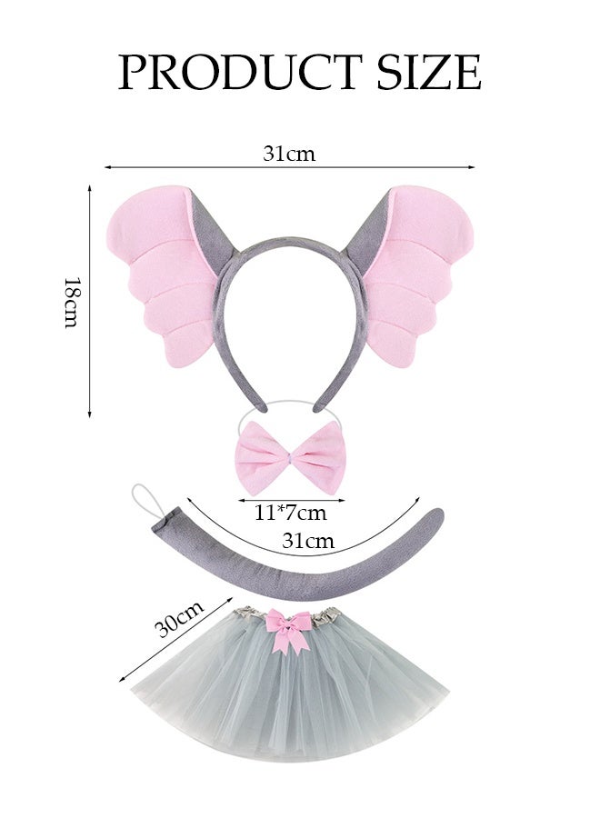 DUNISO طقم عصابات رأس للأطفال مكون من 4 قطع لعيد الهالوين، طقم عصابات رأس آذان حيوانات لعيد الهالوين، عصابة رأس آذان الفيل، ناعمة وعالية الجودة، لاحتفالات عيد الهالوين - Image 2