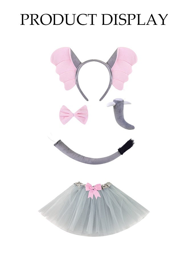 DUNISO طقم عصابات رأس للأطفال مكون من 4 قطع لعيد الهالوين، طقم عصابات رأس آذان حيوانات لعيد الهالوين، عصابة رأس آذان الفيل، ناعمة وعالية الجودة، لاحتفالات عيد الهالوين - Image 4