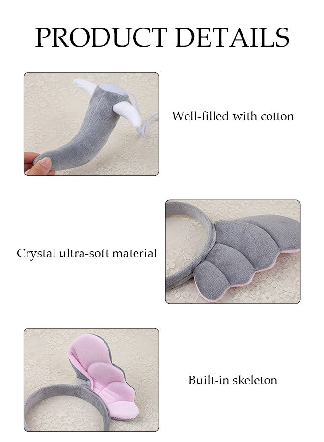 DUNISO طقم عصابات رأس للأطفال مكون من 4 قطع لعيد الهالوين، طقم عصابات رأس آذان حيوانات لعيد الهالوين، عصابة رأس آذان الفيل، ناعمة وعالية الجودة، لاحتفالات عيد الهالوين - Image 5