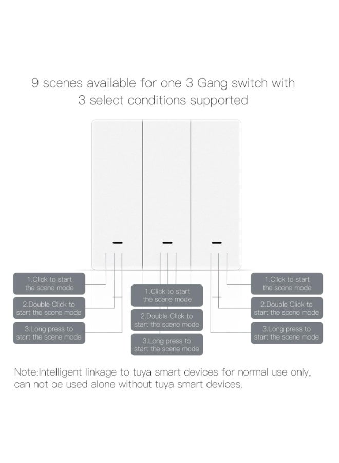 MOES ZigBee Smart Scene Switch Button, Require MOES HUB, Battery Powered (NO Included) Scene Controller for Smart Home Automation 3 Gang White - Image 3