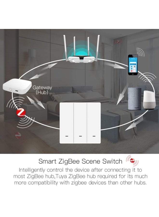MOES ZigBee Smart Scene Switch Button, Require MOES HUB, Battery Powered (NO Included) Scene Controller for Smart Home Automation 3 Gang White - Image 4