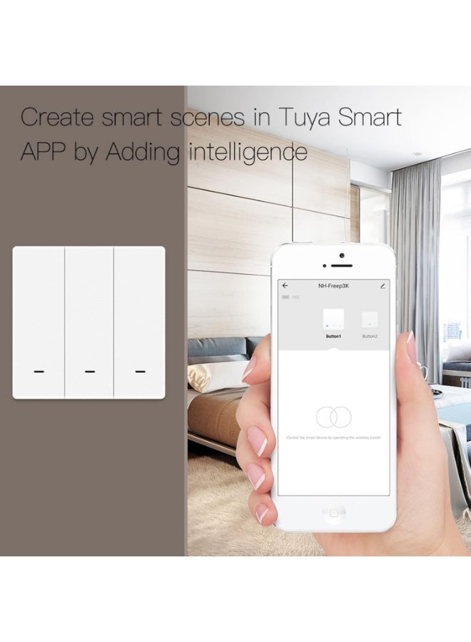 MOES ZigBee Smart Scene Switch Button, Require MOES HUB, Battery Powered (NO Included) Scene Controller for Smart Home Automation 3 Gang White - Image 2