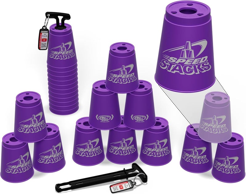Speed Stacks Official Sport Stacking Set - Purple, 12 High-Quality Cups with Quick Release Stem - Image 1