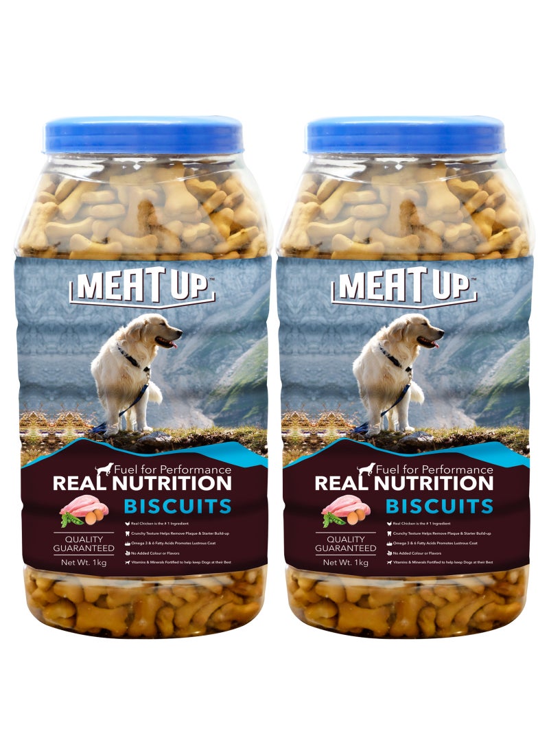 Meatup Dog Biscuits Real Chicken (Buy 1 Get 1) 2 x 1 Kg - Image 1