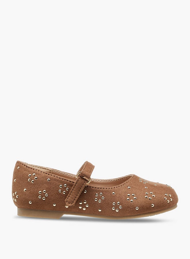 JUNIORS Embellished Ballerina Shoes with Hook and Loop Closure - Image 1