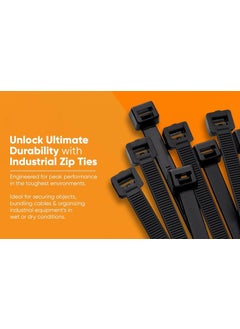 SCHOFIC SCHOFIC Cable Zip Ties Heavy Duty 200 MM x 48MM Ultra Strong Nylon Plastic POLYAMIDE with 49 Pounds Tensile Strength UV Resistant Halogen free Material BLACK 300  - Image 3