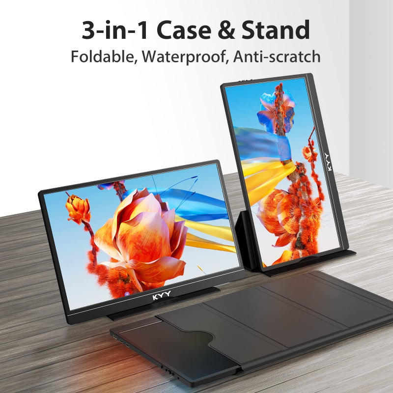 KYY Portable Monitor Latest 15.6'' FHD 1080P USB-C HDMI Laptop Monitor w/Smart Cover Bag & Dual Speakers, External HDR Computer Screen, Travel Gaming Monitor for PC MAC Phone Xbox PS4/5 Switch - Image 4