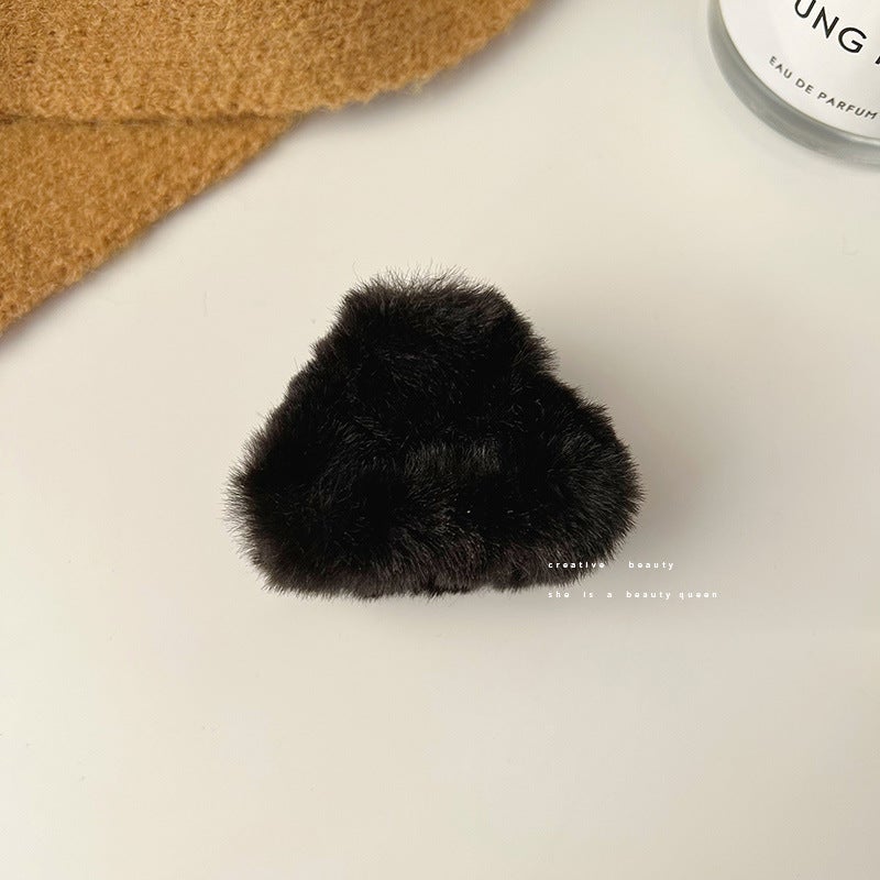 مشبك شعر آذان قطة فخمة لفصل الخريف والشتاء للفتيات باللون الأسود