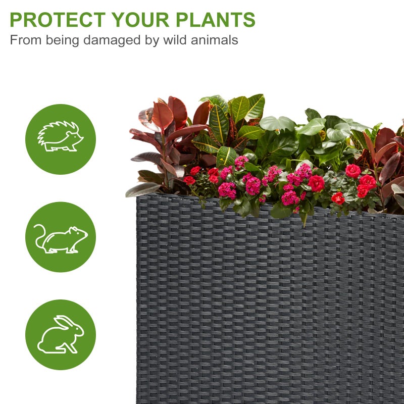 LEWIS&WAYNE Tall Planters for Outdoor Plants Handmade Wicker Large Rectangular Block Planter Box with Removable Liners Modern Planter for Indoor Outdoor Patio Deck - Black - Image 5