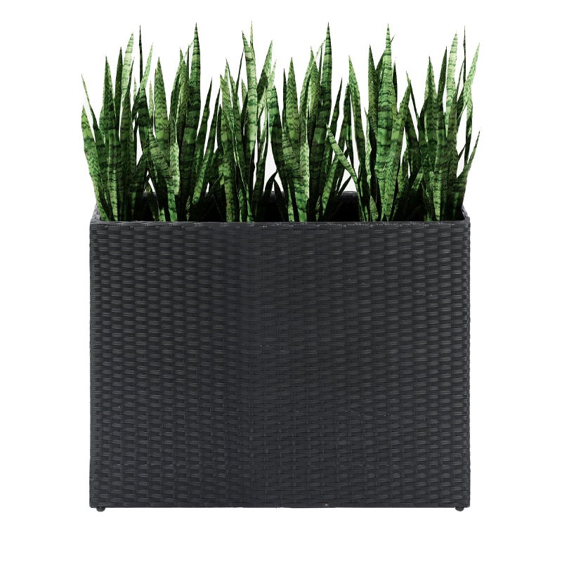 LEWIS&WAYNE Tall Planters for Outdoor Plants Handmade Wicker Large Rectangular Block Planter Box with Removable Liners Modern Planter for Indoor Outdoor Patio Deck - Black - Image 1