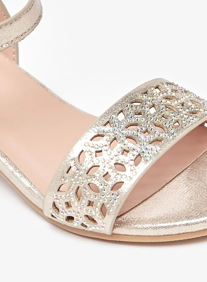 سيليست Girls' Cutwork Detail Block Heels Sandals