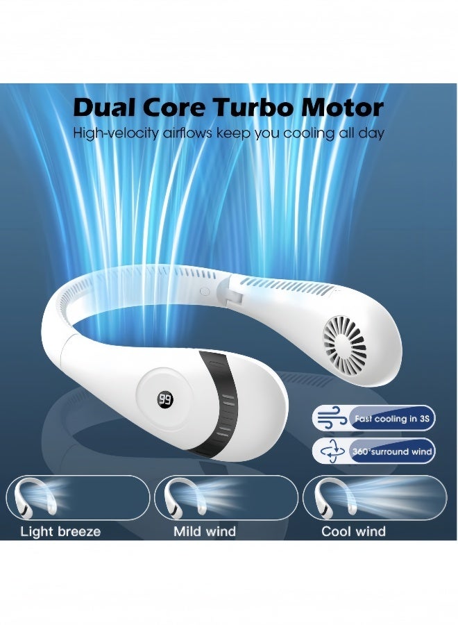 كيبي مروحة رقبة محمولة بدون شفرات، قابلة لإعادة الشحن، تبريد 360 درجة، 3 سرعات، هادئة، تعمل ببطارية 5200 مللي أمبير، مروحة شخصية قابلة للارتداء عبر USB للنساء، للسفر والاستخدام الخارجي. - Image 3