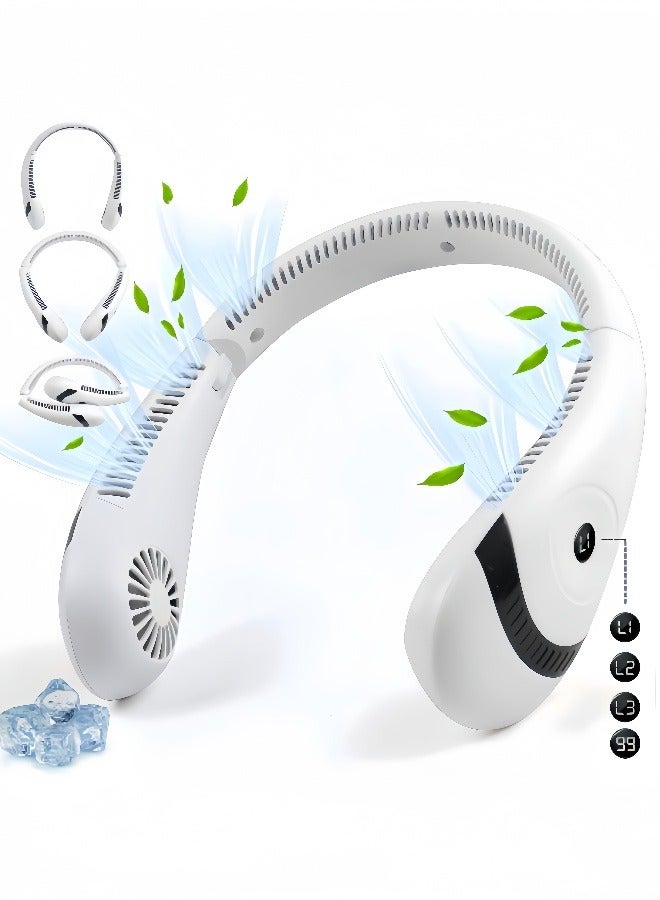 كيبي مروحة رقبة محمولة بدون شفرات، قابلة لإعادة الشحن، تبريد 360 درجة، 3 سرعات، هادئة، تعمل ببطارية 5200 مللي أمبير، مروحة شخصية قابلة للارتداء عبر USB للنساء، للسفر والاستخدام الخارجي. - Image 1