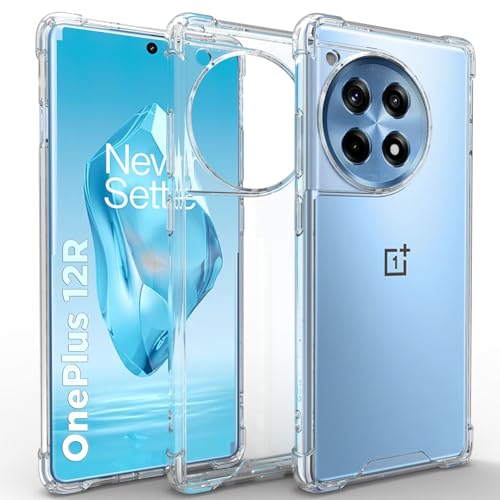 RIGGEAR Shockproof Clear Hybrid Airbag Armor Back Cover Case for OnePlus 12R (Transparent PC and TPU Bumper) - Image 1
