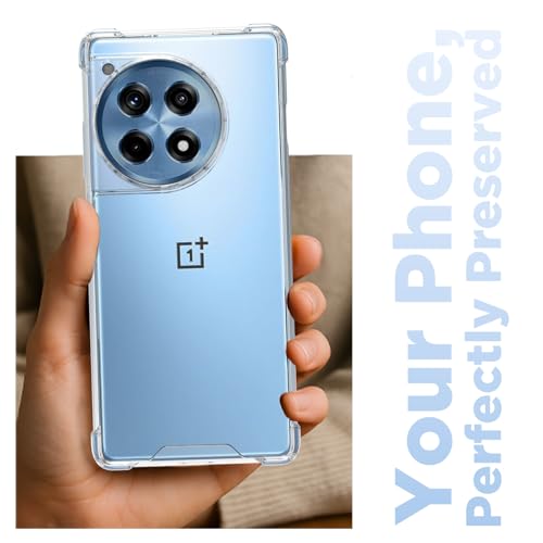 RIGGEAR Shockproof Clear Hybrid Airbag Armor Back Cover Case for OnePlus 12R (Transparent PC and TPU Bumper) - Image 4