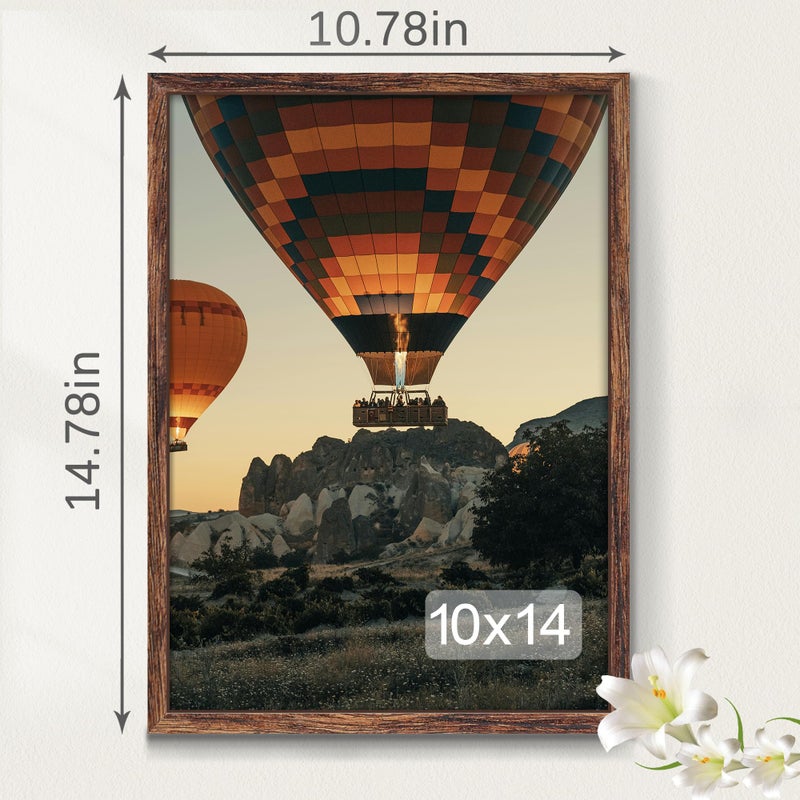 Fisnish 10x14 Picture Frame, for Wall Mounting Display Horizontally or Vertically Hanging, Brown - Image 3