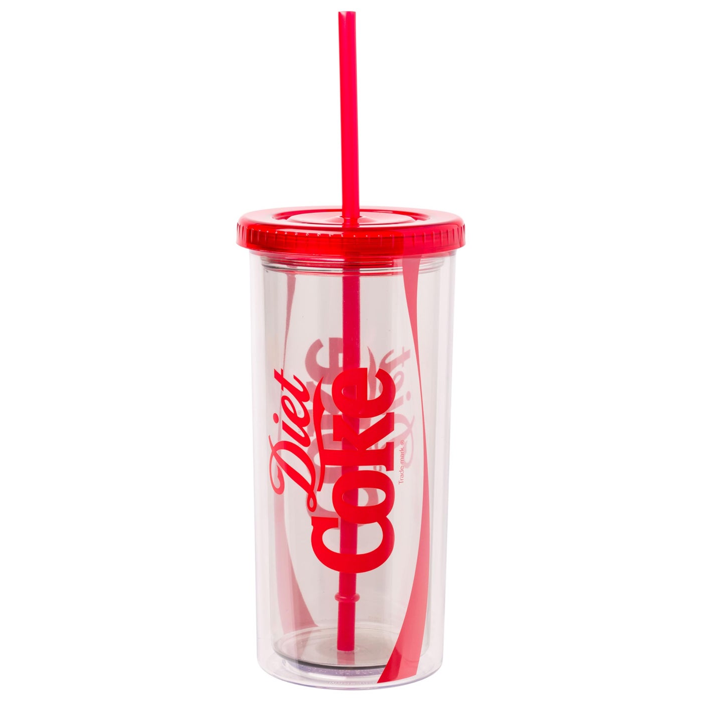 Silver Buffalo Coca Cola Diet Coke Plastic Tall Cold Cup with Lid and Straw, 20 Ounces