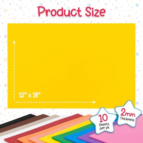 Hygloss أوراق هايغلوس الرغوية الملونة للفنون والحرف اليدوية، 12” × 18”، أصفر، 10 قطعة - Image 3