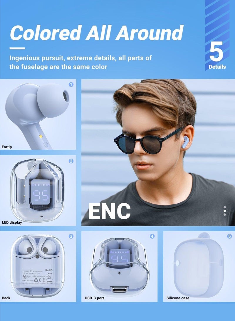 MAOGEDA Wireless Earbuds Bluetooth Headphones with Mic and LED Charging Case for Sport Android/iOS, Stereo Noise Cancelling, Premium Bluetooth TWS Earphones - Image 2