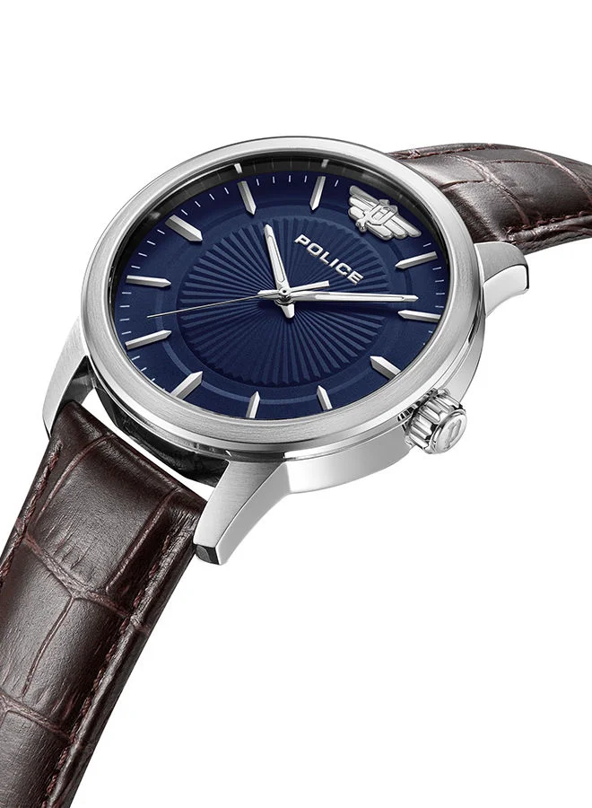 بوليس Raho Watch For Men Blue Dial And Brown Plated Leather Strap