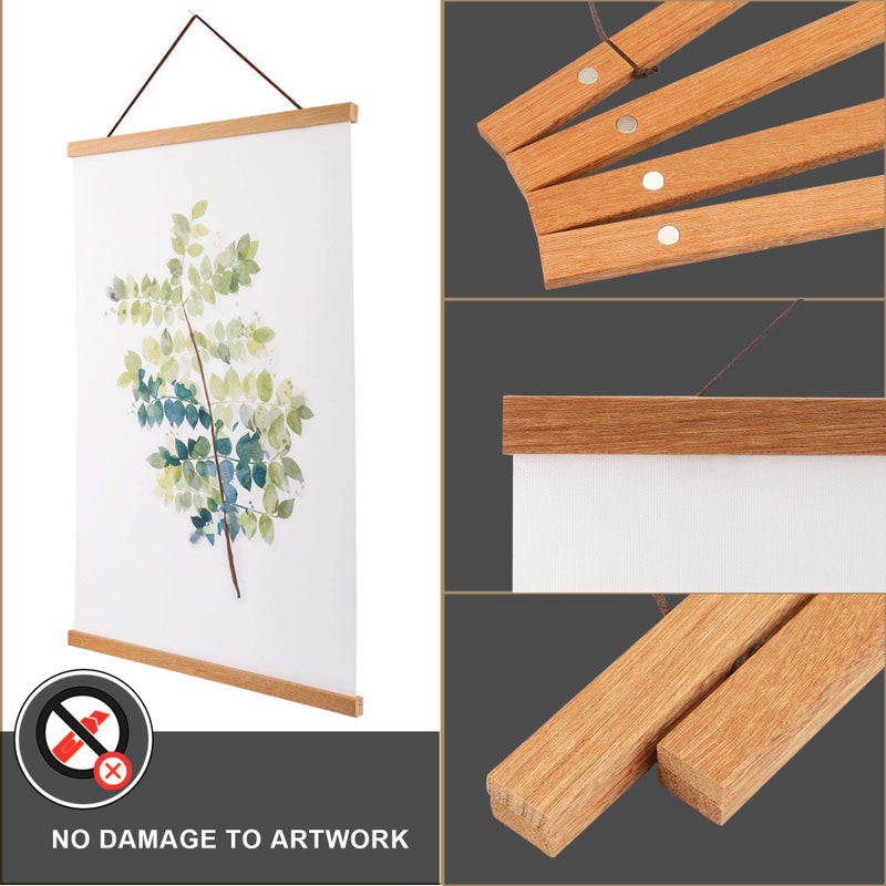 WITCOLOR Magnetic Poster Hanger Frame 13x19 13x13 13x17 Poster Frame 13 Inch Wide 1 Pack Magnetic Hanging Frames Light Wood Wooden Frame Hangers for Room Wall - Image 4