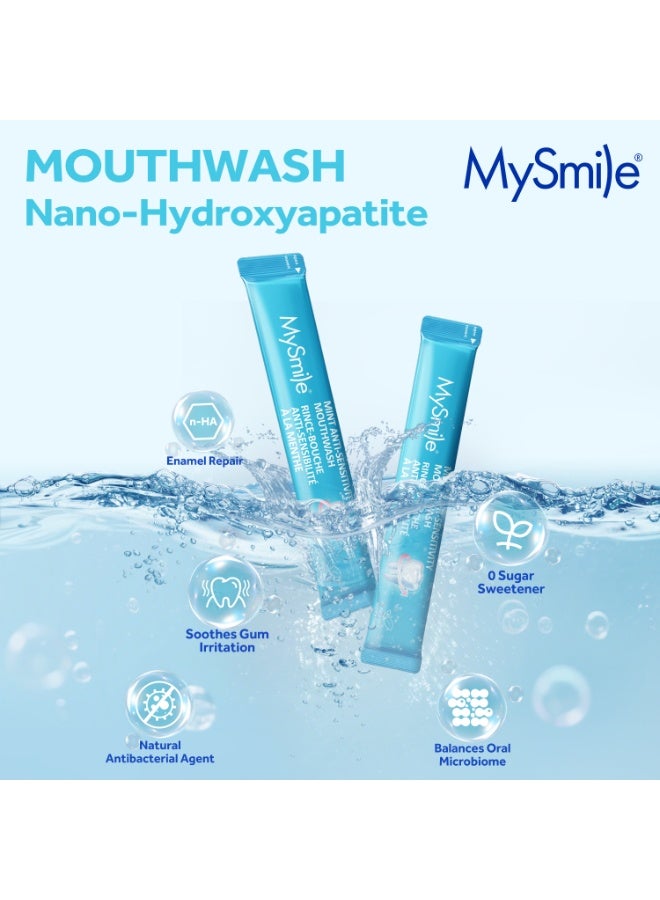 MySmile Mouthwash for Sensitive Teeth, Nano Hydroxyapatite Mouth Wash Travel Size, Fluoride Free Alcohol-Free Remineralizing for Enamel Strength Oral Rinse, Fresh Mint Flavor, 30 Packets 0.41 Fl Oz - Image 2