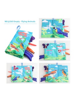 Generic Baby's Sea, Land And Air Tail Cloth Book Ocean Forest Flying Animal Palm Book Early Education Toy With Ringing Paper-Color:English 4 Pages 8 Sides Flying Animal 37.2g Volume 0.060kg  - Image 1