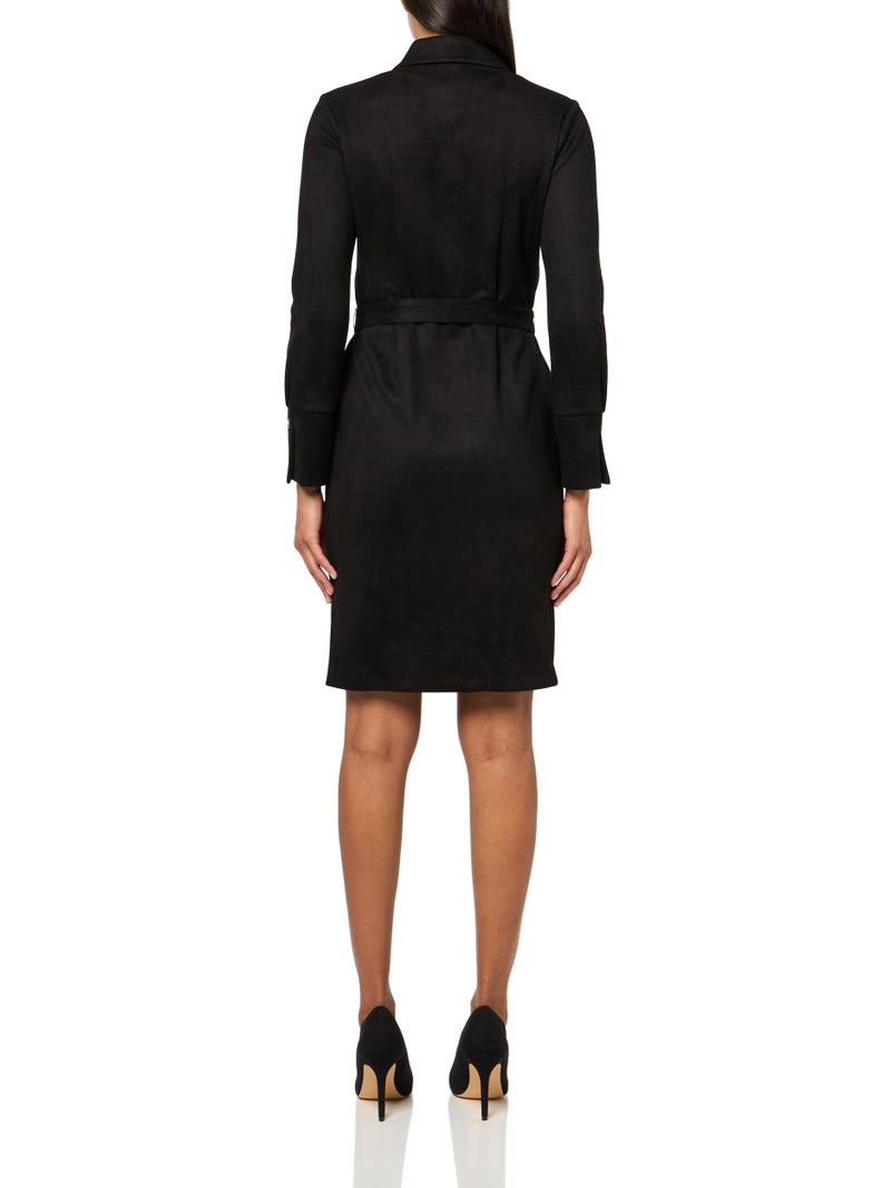 HALSTON H Women's Long Sleeve Collared V-Neck Dress, Black, 10 - Image 2