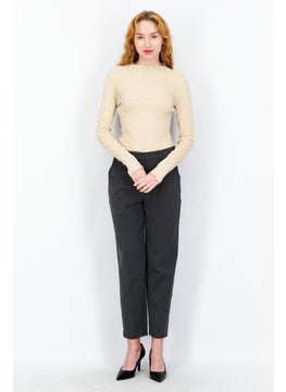 ASTR The Label Women Textured Long Sleeve Bodysuit, Tan  - Image 3