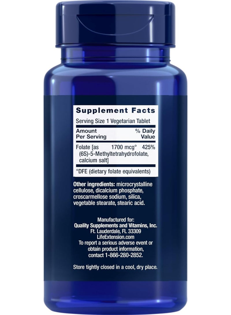 Life Extension Optimized Folate (L-Methylfolate) 1700 mcg DFE, 180 Veg Tablets - Image 2