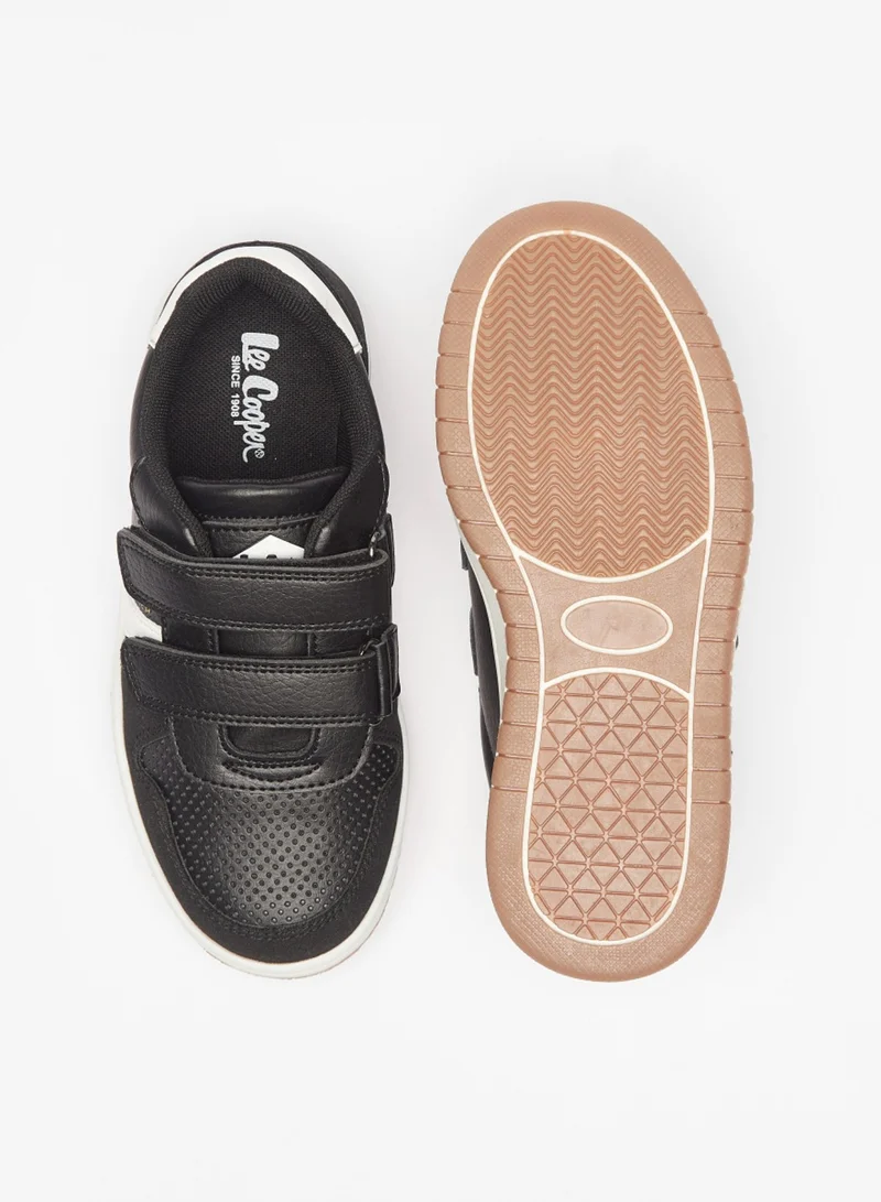 لي كوبر Boys' Perforated Casual Sneakers With Hook And Loop Closure