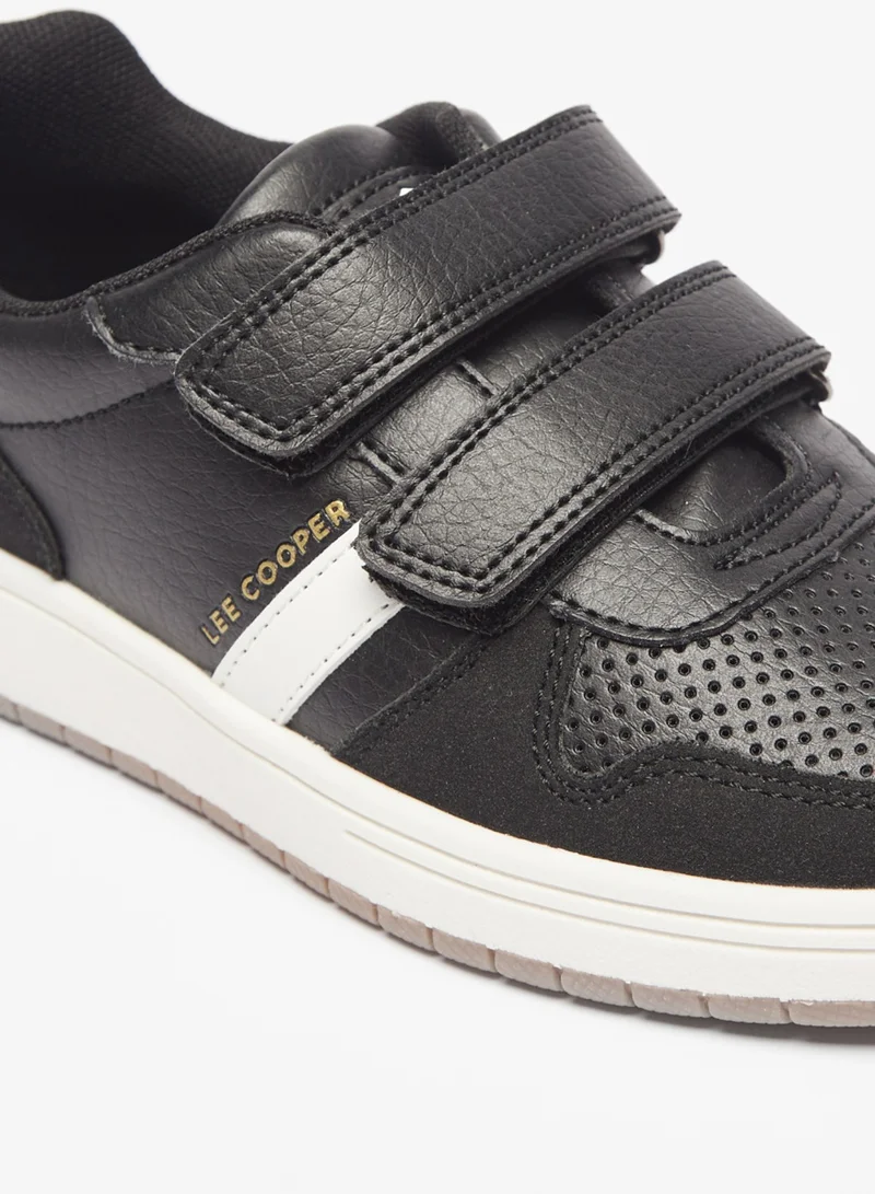 لي كوبر Boys' Perforated Casual Sneakers With Hook And Loop Closure
