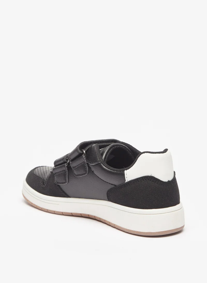 لي كوبر Boys' Perforated Casual Sneakers With Hook And Loop Closure