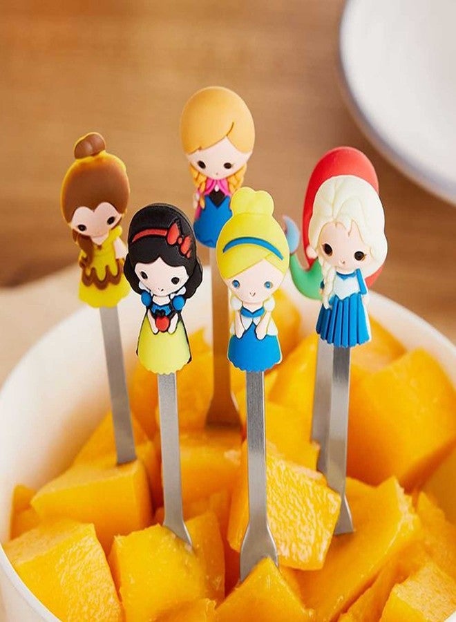 HENWAFX Fruit Fork, Cute Set of 6 Fruit Forks with Holder Stainless Steel Food Pick Forks for Home (fairy princess) - Image 1