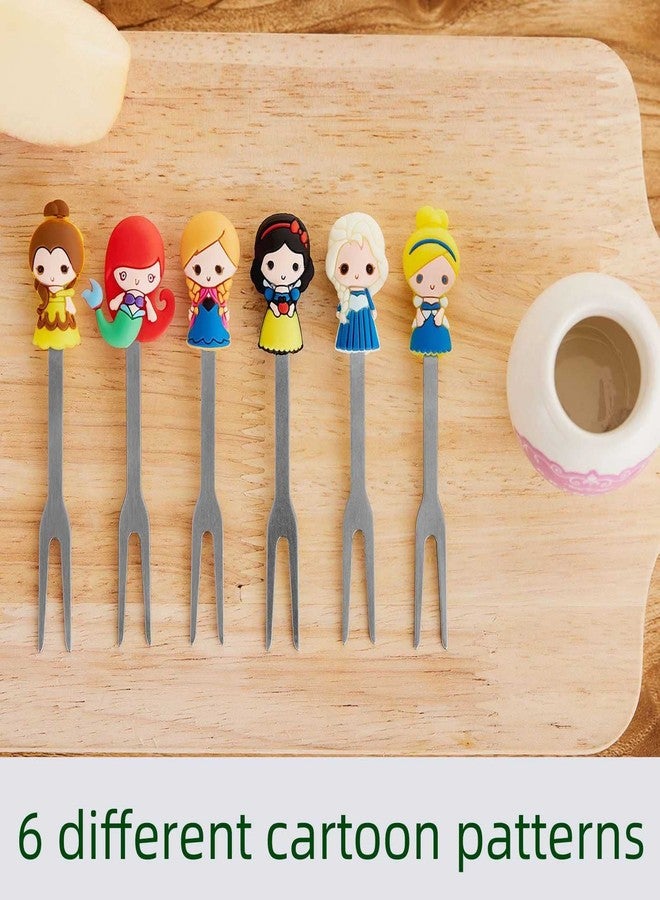 HENWAFX Fruit Fork, Cute Set of 6 Fruit Forks with Holder Stainless Steel Food Pick Forks for Home (fairy princess) - Image 2