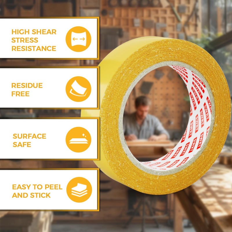 SWRT Double Sided Fabric Tape 1" x 33FT â€“ Heavy Duty, Clear, No Residue, Strong Adhesion for Carpet, Crafts, Clothing, Outdoor & Indoor Use - Image 4