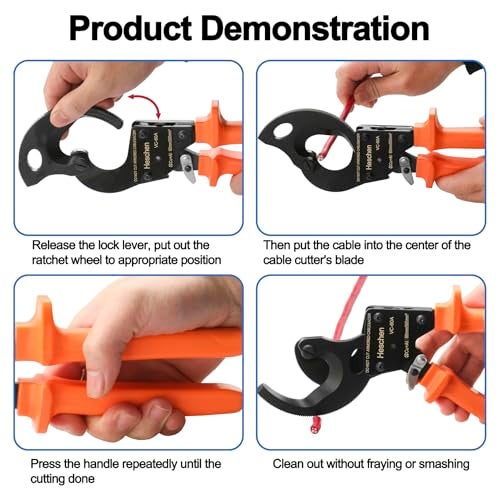 Heschen Ratchet Cable Cutter VC-60A use for 60mm/500mm² Wire Stripper plier Hand Crimping Tool - Image 5