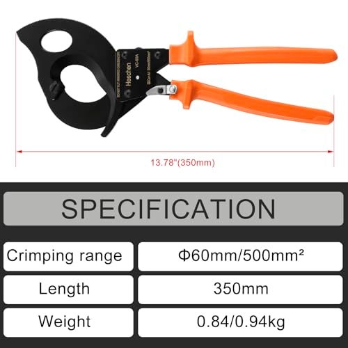 Heschen Ratchet Cable Cutter VC-60A use for 60mm/500mm² Wire Stripper plier Hand Crimping Tool - Image 2