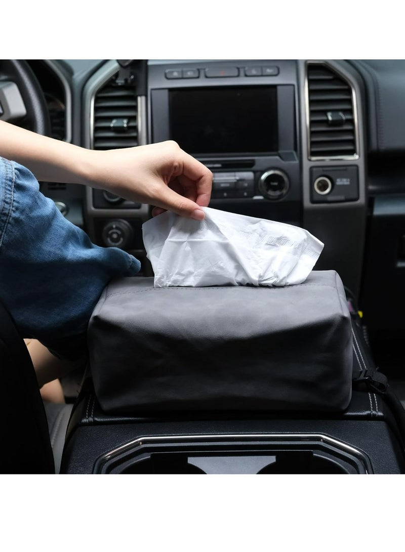 Beauenty Car Tissue Holder for 120 Standard Tissue Vehicle Seat Extra Large Suede Tissue Box Cover Napkin Box (Gray) - Image 2