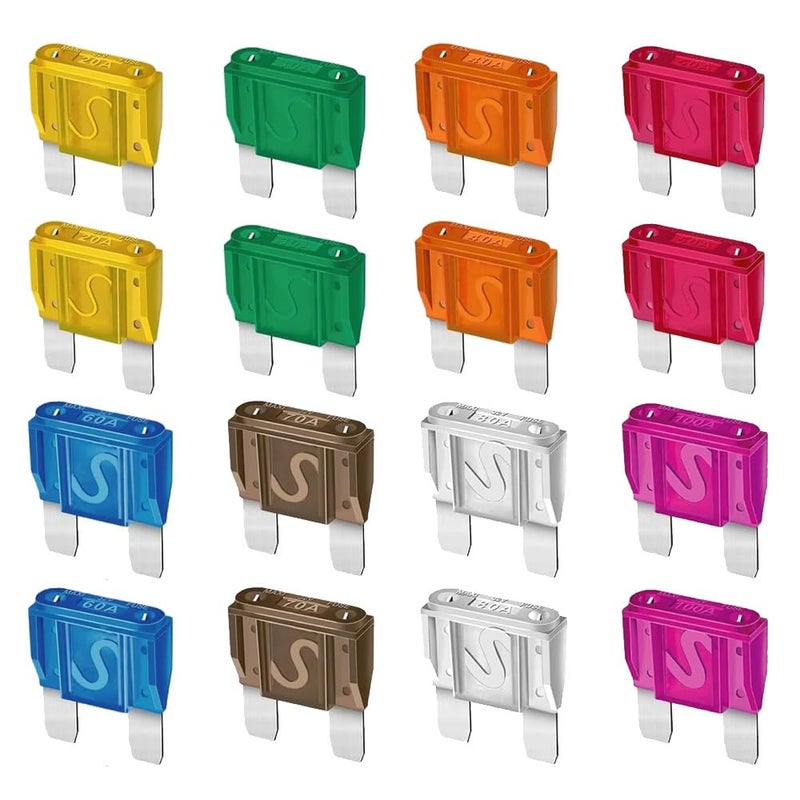 Gebildet 16Pcs Blade Fuses Maxi APX Replacement Fuses 20A 30A 40A 50A 60A 70A 80A 100A for Cars Trucks RVs Boats Automotives Vehicle Campers SUV - Image 3