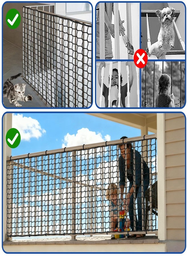شبكة أمان للأطفال والحيوانات الأليفة، شبكة حماية الشرفة، شبكة حبل، شبكة أمان للسلالم، شبكة أمان للملاعب، شبكة تدريب الجولف، شبكات البيسبول للضرب، شبكة رياضية من البوليستر بدون عقد (5 × 13 قدمًا) - Image 4