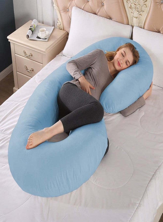 Texlux C Shape Maternity Pillow/Pregnancy Pillow with Cotton Zippered Cover Sky Blue - Image 3