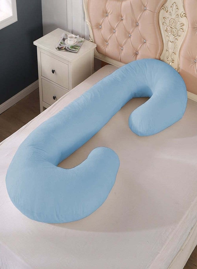 Texlux C Shape Maternity Pillow/Pregnancy Pillow with Cotton Zippered Cover Sky Blue - Image 2