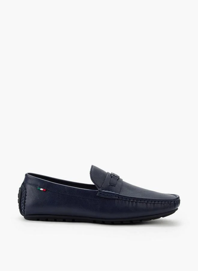 Renzo Ruganni NAVY Men Logo Accent Slip-On Loafers for Men | Best Price UAE