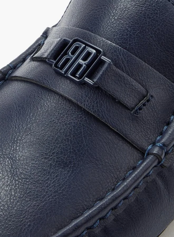 Renzo Ruganni NAVY Men Logo Accent Slip-On Loafers for Men | Best Price UAE