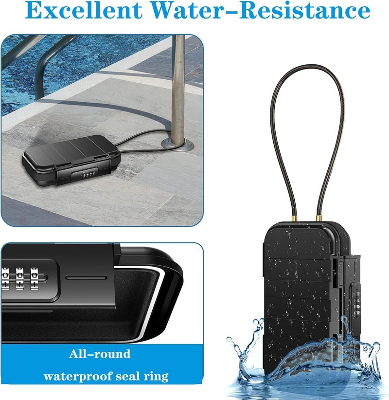 AMIR Portable Safe Box for Travel, Combination Security Case LockBox with Code, Waterproof Anti-Theft Mini Travel Safe Box with Removable Chain, Portable Lock Box for Car Hotel Personal Items Safe - Image 2