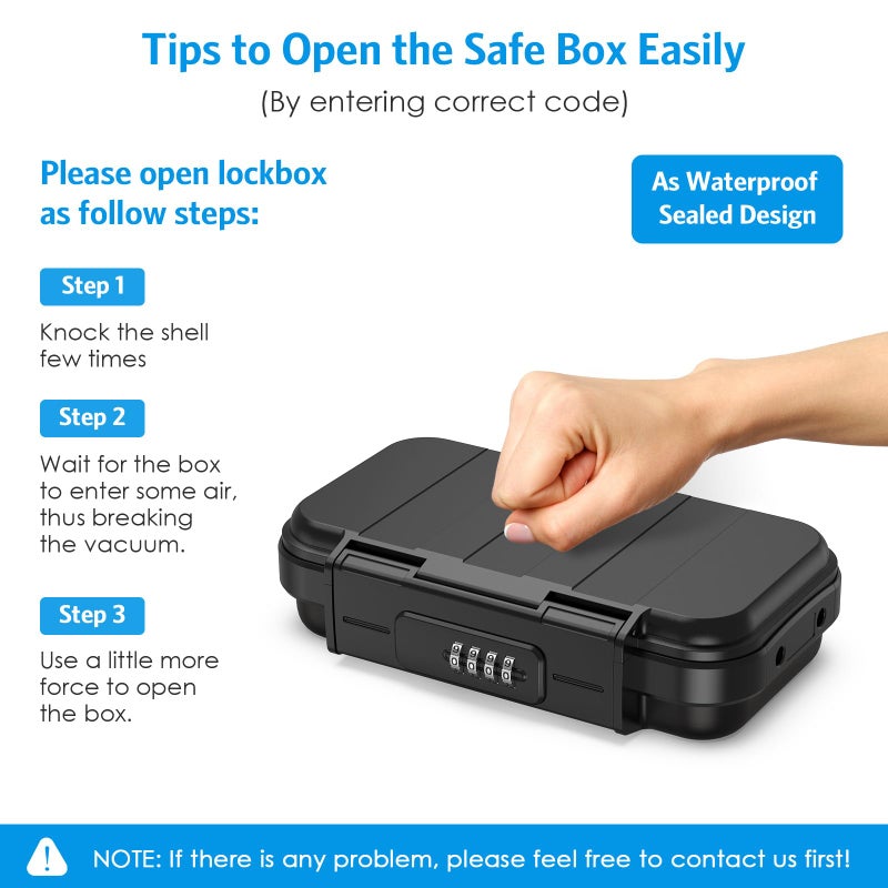 AMIR Portable Safe Box for Travel, Combination Security Case LockBox with Code, Waterproof Anti-Theft Mini Travel Safe Box with Removable Chain, Portable Lock Box for Car Hotel Personal Items Safe - Image 5