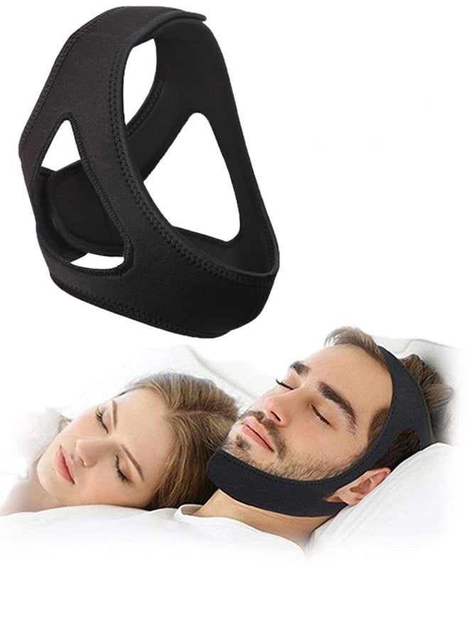 Chin Strap for Sleeping Jaw Strap Sleep Chin Strap Effective Anti Snoring Adjustable Breathable Anti Snore Chin Strap Snoring Solution to Keeping Mouth Closed 1*Black - Image 1
