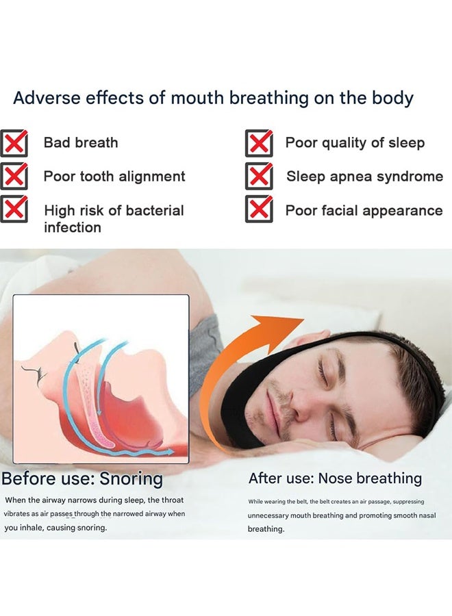 Chin Strap for Sleeping Jaw Strap Sleep Chin Strap Effective Anti Snoring Adjustable Breathable Anti Snore Chin Strap Snoring Solution to Keeping Mouth Closed 1*Black - Image 4