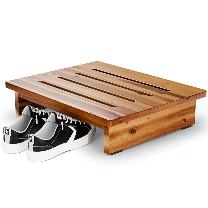 Holana 3.5in Height Wooden Step Stool for Adults (Fully Assembled) - 500 Lbs One Step Stools for High Bed Riser - Small Stepping Stool for Elderly, Seniors, Kid/Bathroom, Bed, Kitchen (Acacia Wood) - Image 1